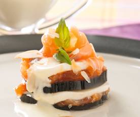 Millefoglie di melanzane con senape e yogurt