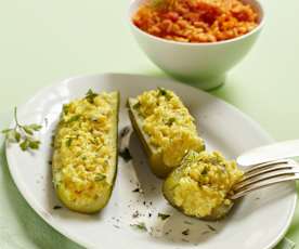 Gurken-Bulgur-Schiffchen mit Gemüsereis