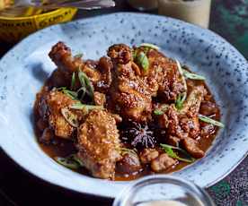Hähnchen mit Maronen und Eierpudding  (板栗烧鸡和布丁)