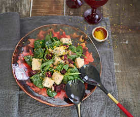 Salada morna de feijão e salmão