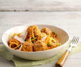 Eggplant "Meatballs" with Romesco Sauce