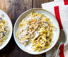 Linguine aux champignons et crème à la noisette