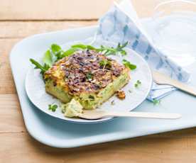 Clafoutis courgette, chèvre et noisettes
