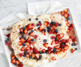 Almond Pavlova with Berries and Chambord