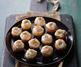 Polenta Muffins with Prawns and Mayo