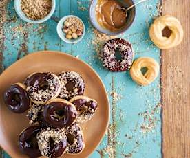 Donuts de massa choux com doce de leite