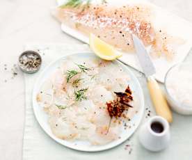 Gravlax de cabillaud au piment fumé