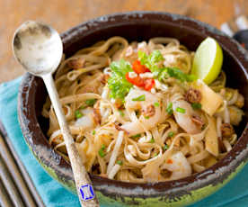 Pad Thai noodles with prawns