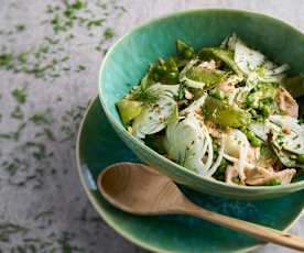 Salada de truta e ervilhas