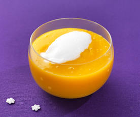 Soupe de mangue et sorbet fromage blanc