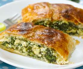 Listové těsto plněné špenátem a sýrem