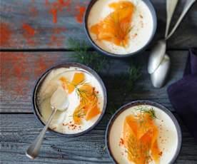 Pannacotta au chou-fleur et truite fumée