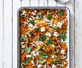 Vegetable bake with goat's feta