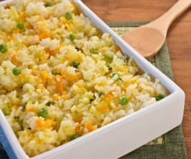 Arroz blanco con verduras