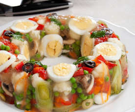 Áspic de verduras y huevo