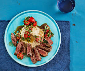 Steak mit Bohnenpüree