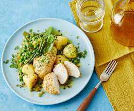 Curry-Hähnchen mit lauwarmem Kartoffelsalat