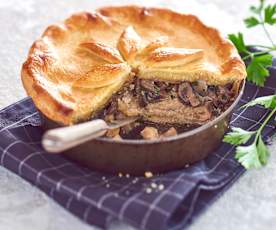 Tourte aux champignons et poulet