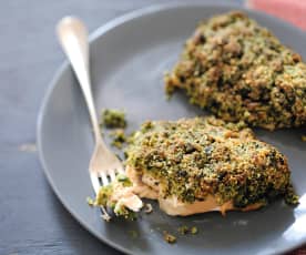 Pavés de truite en croûte d'amande et herbes