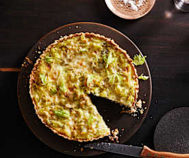 Porree-Tarte mit Blauschimmelkäse