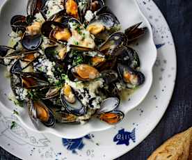 Moules à la crème et au vin blanc