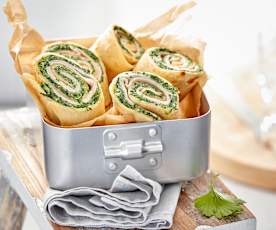 Spinat-Frischkäse-Pfannkuchen-Wrap