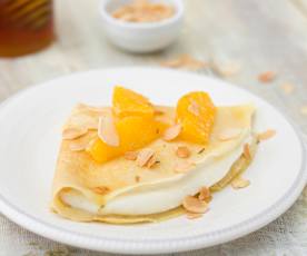 Crêpes rellenos de requesón con naranja y romero (Sin azúcar)