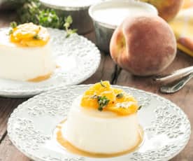 Panna Cottas with Peaches and Thyme Syrup