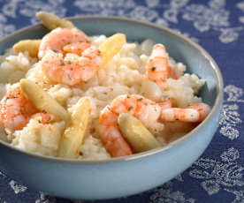Spargel-Risotto mit Garnelen