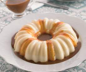 Bavaroise de baunilha e creme de caramelo com café