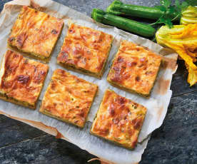 Sfogliata con burrata e fiori di zucca