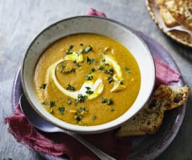 Soupe de lentilles corail aux légumes