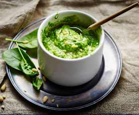 Pesto d'épinards, pignons et feta