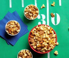 Spicy Nuts and Popcorn Party Mix