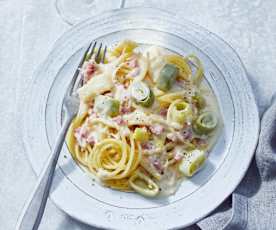 Spaghetti mit Porree-Meerrettich-Sauce