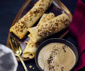 Halva-Rollen mit Kaffee-Gewürz-Sabayon