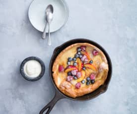 Dutch baby pancake with fruit and yoghurt