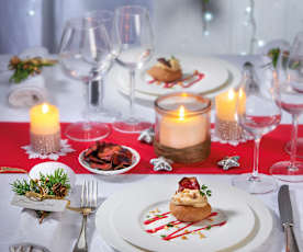 Focaccine di castagne con mousse di baccalà e pomodori secchi