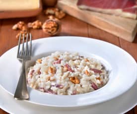 Brie, speck and walnut risotto