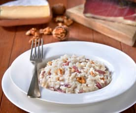 Risotto con Brie, speck e noci