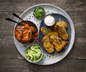 Lamb tikka with spicy eggplant