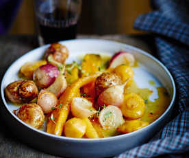 Cocotte de légumes anciens glacés au miel