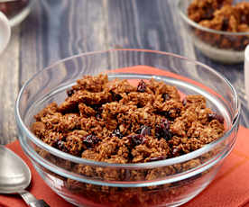 Zapečené čokoládové musli s brusinkami