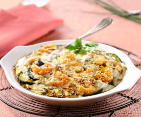 Gratin de courgettes aux crevettes