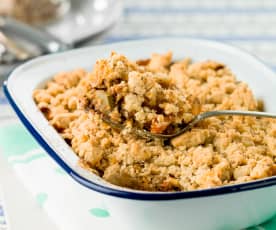 Crumble de bolonhesa e legumes