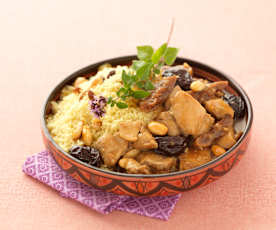 Tajine van kip met honing en pruimen