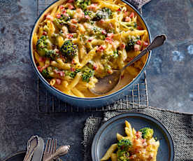  Gratinado de pasta con brócoli y jamón