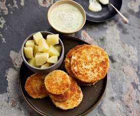 Schnitzel de aipo com molho de iogurte