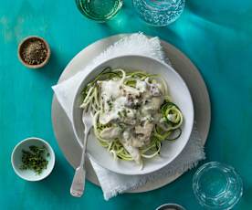 Creamy mushroom and chicken zoodles