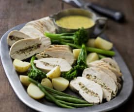Cranberry and Camembert Stuffed Chicken with Mustard Sauce
